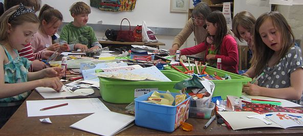 A children's art workshop taking place at New Brewery Arts.